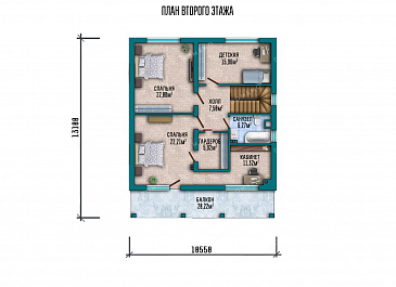 Проект дома с террасой и балконом / План мансардного этажа