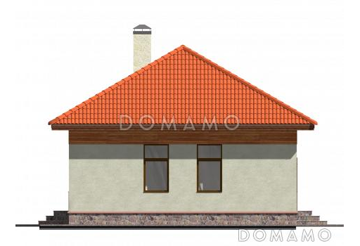 Одноэтажный дом из пенобетона с двумя просторными спальнями под черепичной кровлей / Фасад 2