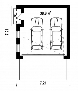 Проект гаража из газобетона для двух автомобилей / План 1 этажа