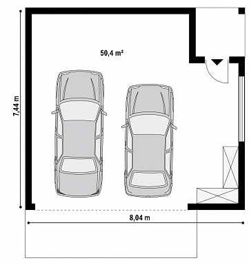 Проект гаража из кирпича для двух автомобилей  / План 1 этажа