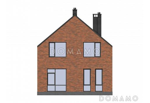 Проект загородного дома с тремя санузлами, гостиной с камином, кладовой у крыльца / Фасад 3