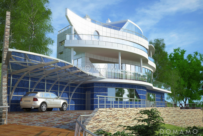 Проект дома современного дома с лифтом