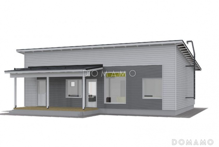 Проект одноэтажного каркасного дома с односкатной крышей