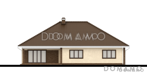 Проект одноэтажного дома с мансардой и треугольными окнами на крыше / Фасад 4