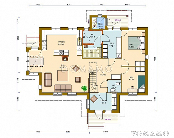 Проект дома с деревянной отделкой фасадов / План 1 этажа