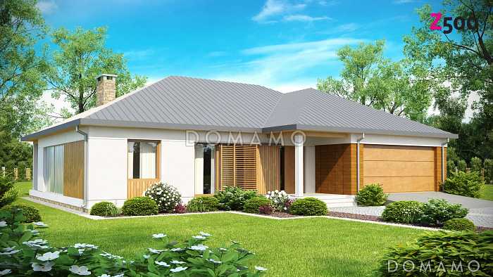 Проект одноэтажного дома из газобетона со встроенным гаражом на два автомобиля