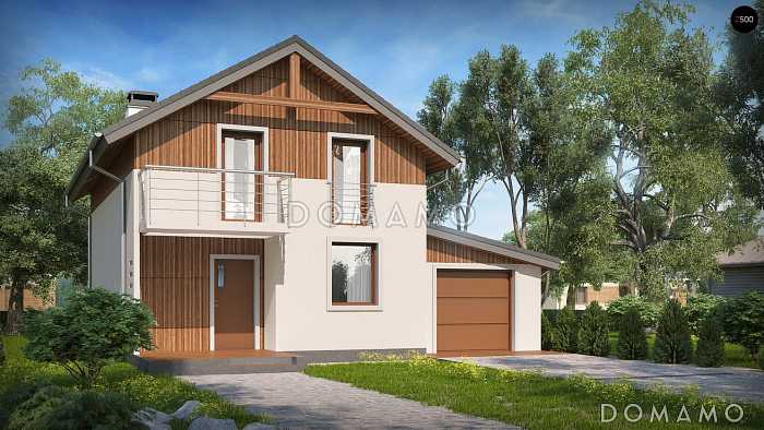 Проект двухэтажного коттеджа из газобетона с дополнительной комнатой на первом этаже и пристроенным гаражом