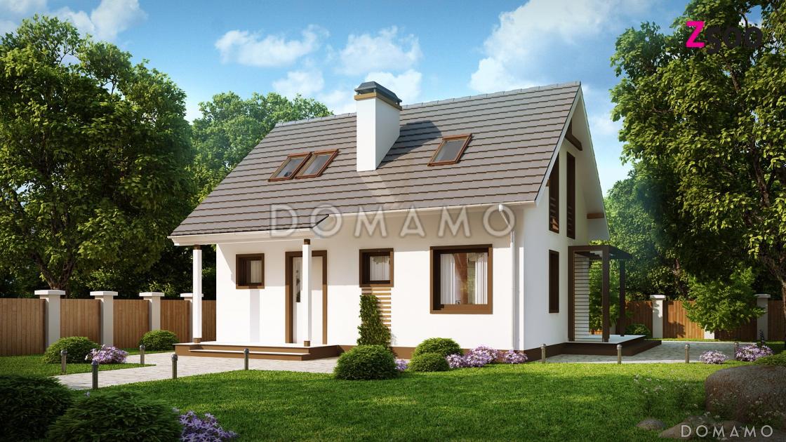 Проект компактного одноэтажного мансардного дома из газобетона с кабинетом на первом этаже и тремя спальнями на мансарде / 2