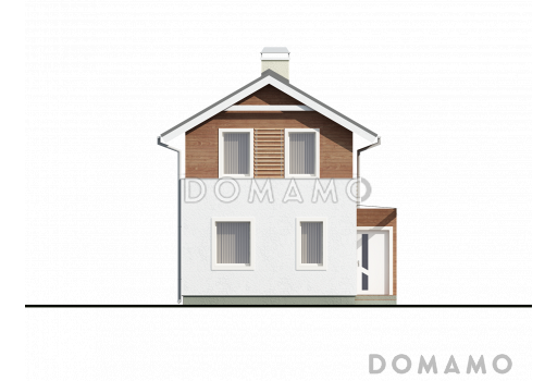 Проект компактного двухэтажного дома из кирпича для строительства на очень узком участке / Фасад 2