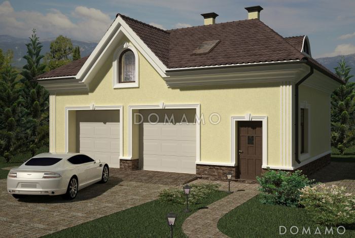Проект гаража на 2 машины с мансардой