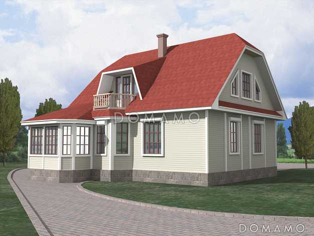 Проект коттеджа из бруса с верандой