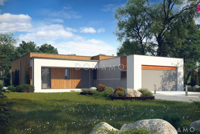 Проект просторного современного одноэтажного дома из газобетона с тремя спальнями, кабинетом и гаражом