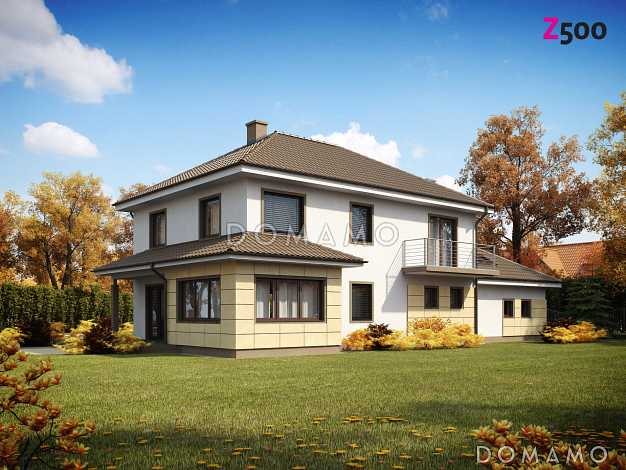 Проект просторного современного двухэтажного дома из кирпича, с пятью комнатами, бильярдной и гаражом