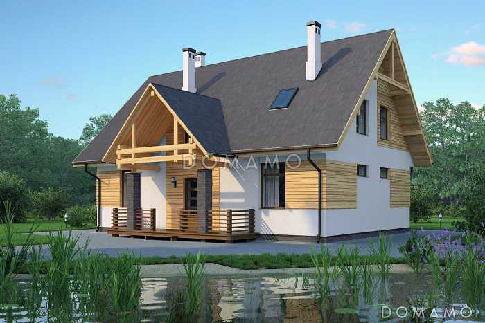 Проект лаконичного мансардного дома со строгой отделкой