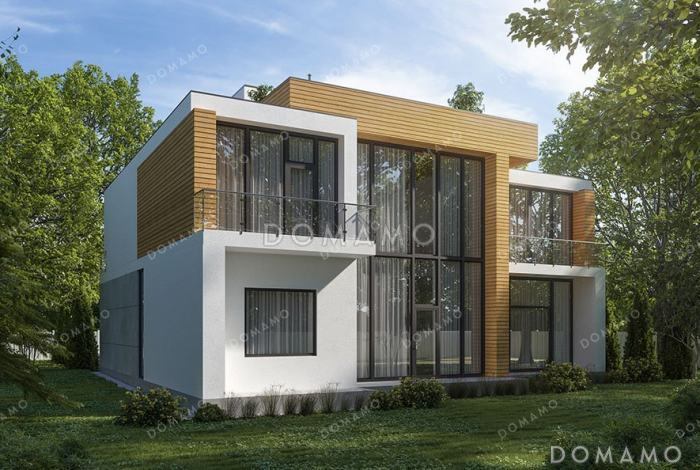 Проект большого двухэтажного дома с гаражом и террасой