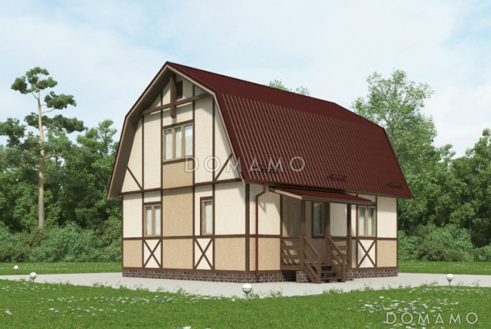 Проект простого каркасного дома без санузла 7х8