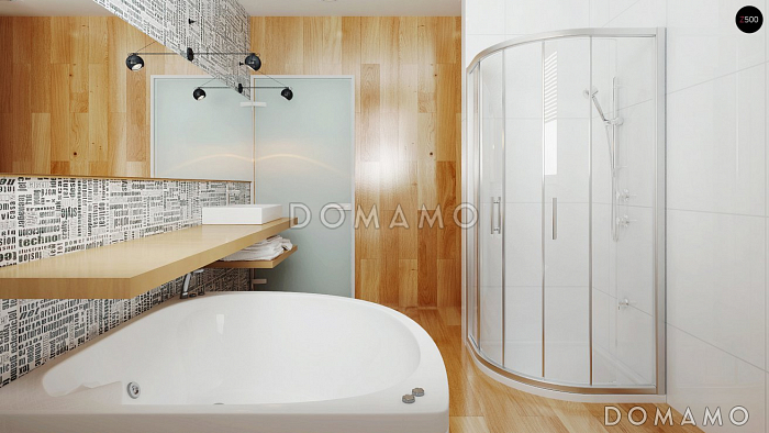 Проект двухэтажного дома из кирпича в стиле модерн, с четырьмя спальнями, кабинетом и гаражом