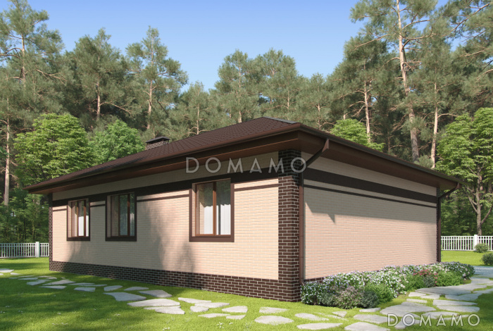 Проект загородного дома из газобетона с большой кухней-столовой, тремя спальнями