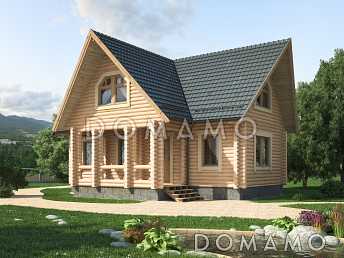 Проект небольшого дома из оцилиндрованного бревна с сауной