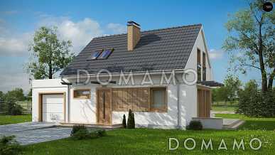 Проект компактного одноэтажного мансардного дома из газобетона с дополнительной спальней на первом этаже и гаражом