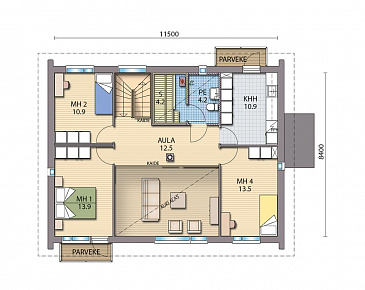 Проект каркасного дома с открытой террасой / План 2 этажа