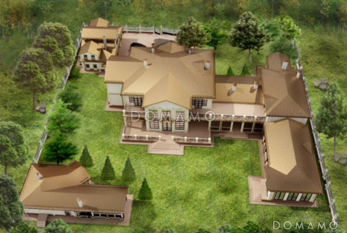 Проект элитного особняка из кирпича с бассейном и сауной на первом этаже