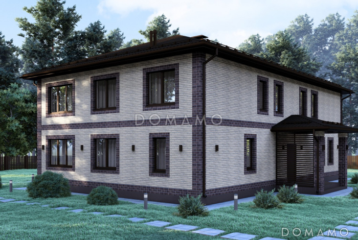 Проект эргономичного дуплекса с 8 спальнями на две семьи S-318