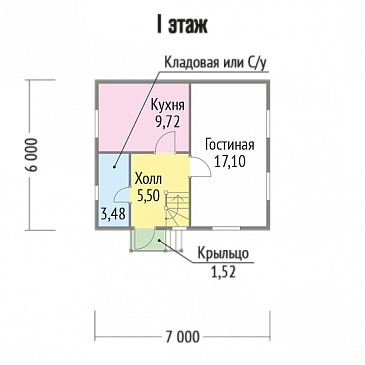 Проект дома с двухцветной отделкой фасада / План 1 этажа