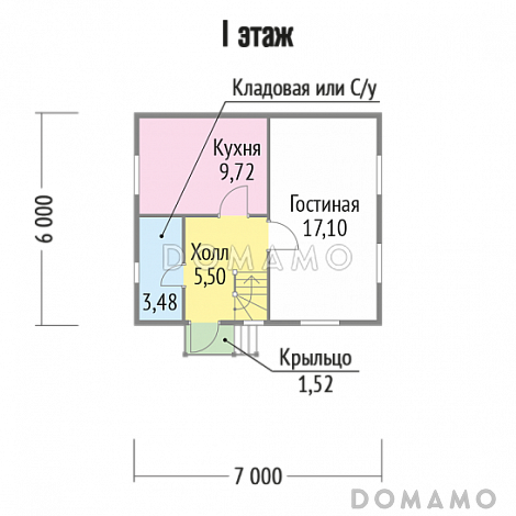 Проект дома с двухцветной отделкой фасада / План 1 этажа