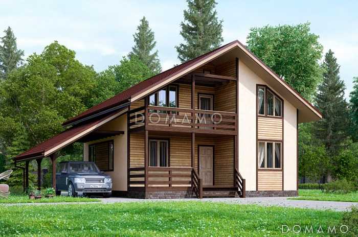 Проект каркасного дома с удобной планировкой и большим балконом