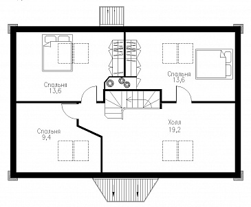 Проект дома для отдыха с баней и бассейном / План мансардного этажа