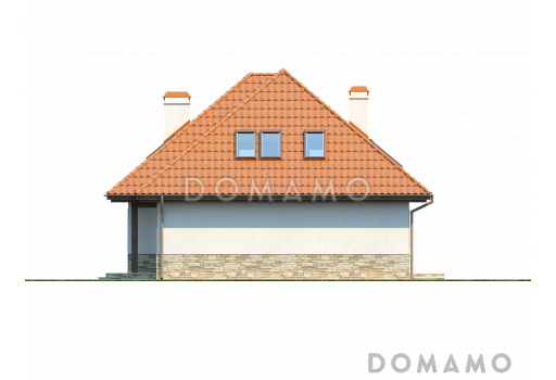 Проект классического мансардного дома из газобетона с необычной планировкой второго этажа / Фасад 3