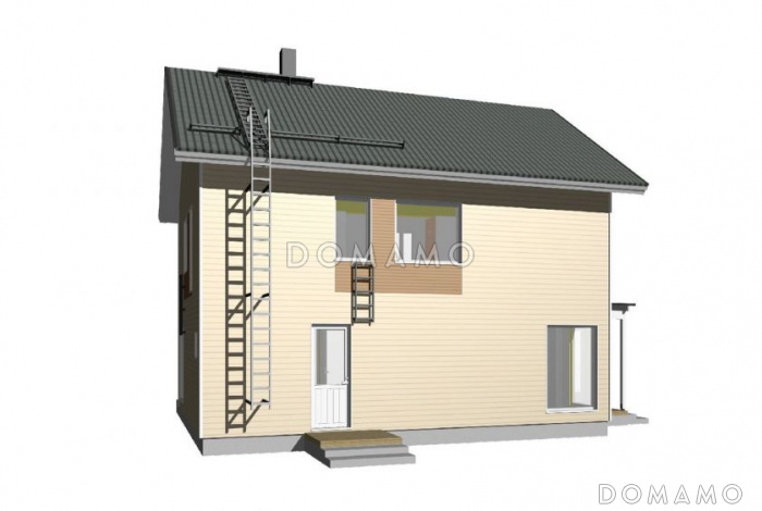 Проект двухэтажного каркасного дома с французским балконам на втором этаже