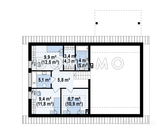 Проект аккуратного одноэтажного дома из кирпича с подземным гаражом и тренажёрным залом в подвальном помещении / План 2 этажа
