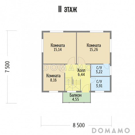 Проект компактного, функционального дома из клееного бруса с деревянной вагонкой / План 2 этажа