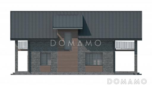 Проект дома с террасами и балконами, спальней на первом этаже, большой кухней столовой, просторным холлом / Фасад 3