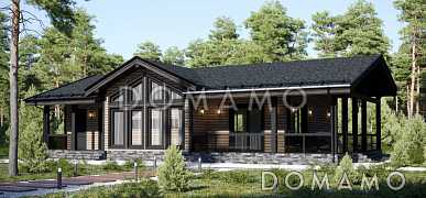 Проект каркасного дома с открытой планировкой и большой террасой