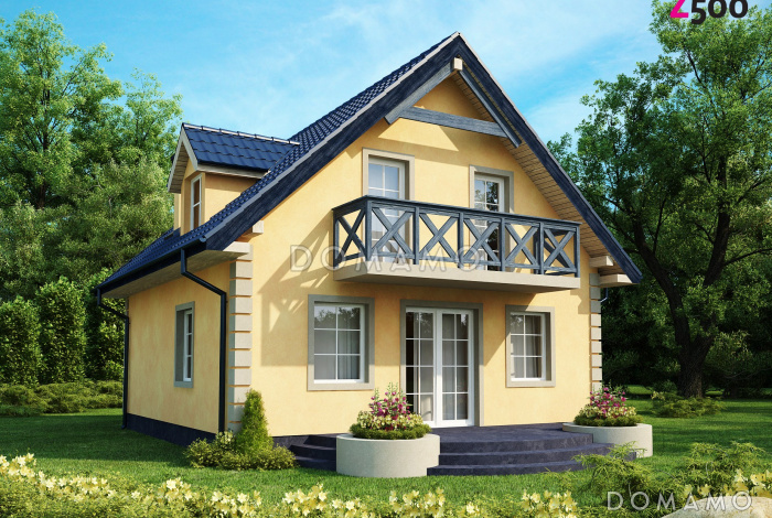 Проект одноэтажного дома из кирпича с мансардой и просторной гостиной