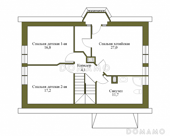 Проект коттеджа с эркером и балконом / План мансардного этажа