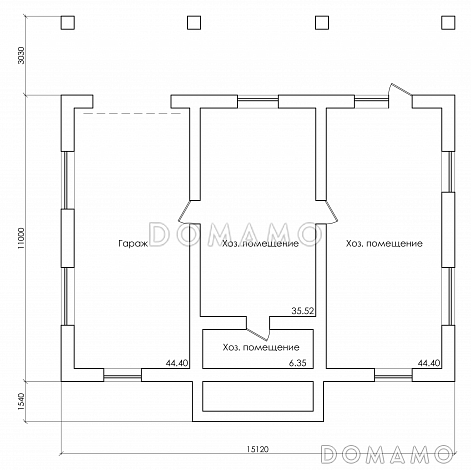 Проект дома с мансардным и цокольным этажом, с гаражом и крытой террасой на втором этаже / План цокольного этажа