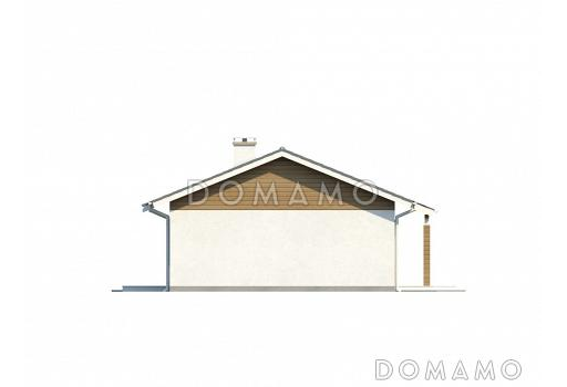 Проект компактного одноэтажного дома из кирпича с тремя спальнями и небольшой крытой террасой / Фасад 1