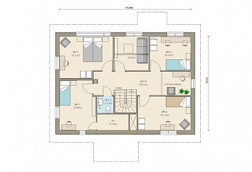 Проект двухэтажного дома с пятью комнатами на втором этаже / План мансардного этажа