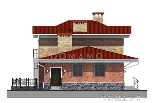 Проект дома с цокольным этажом и большой кухней-столовой / Фасад 4
