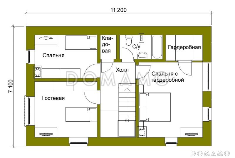 Проект компактного коттеджа в стиле фахверк / План мансардного этажа