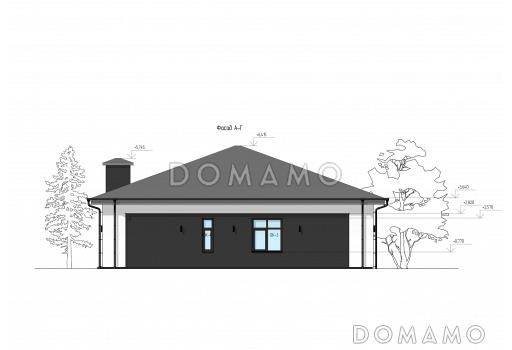 Проект дома с мастер-спальней, двумя детскими, кладовой на кухне / Фасад 4