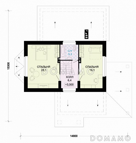 Проект современного дома из оранжевого кирпича с гаражом / План мансардного этажа