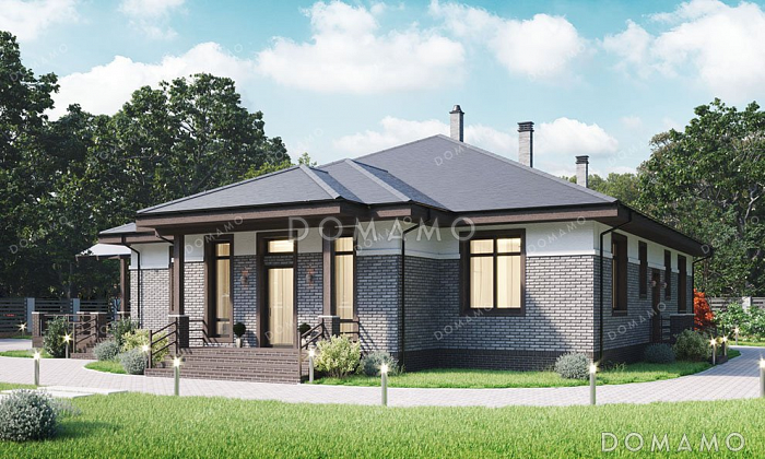 Проект одноэтажного дома с мансардой и террасой