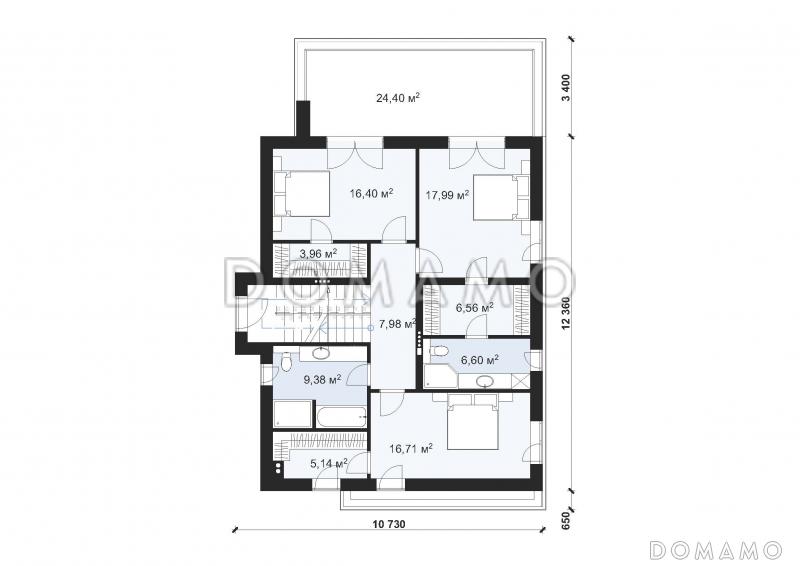 Проект дома в стиле Хай-тек с эксплуатируемой кровлей S-182 / План 2 этажа