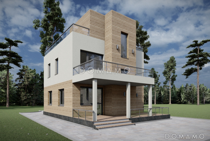 Проект двухэтажного дома с эксплуатируемой кровлей, 4 спальнями, кухней-гостиной и местами для хранения