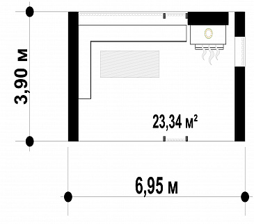 Проект современной беседки из газобетона с камином / План 1 этажа